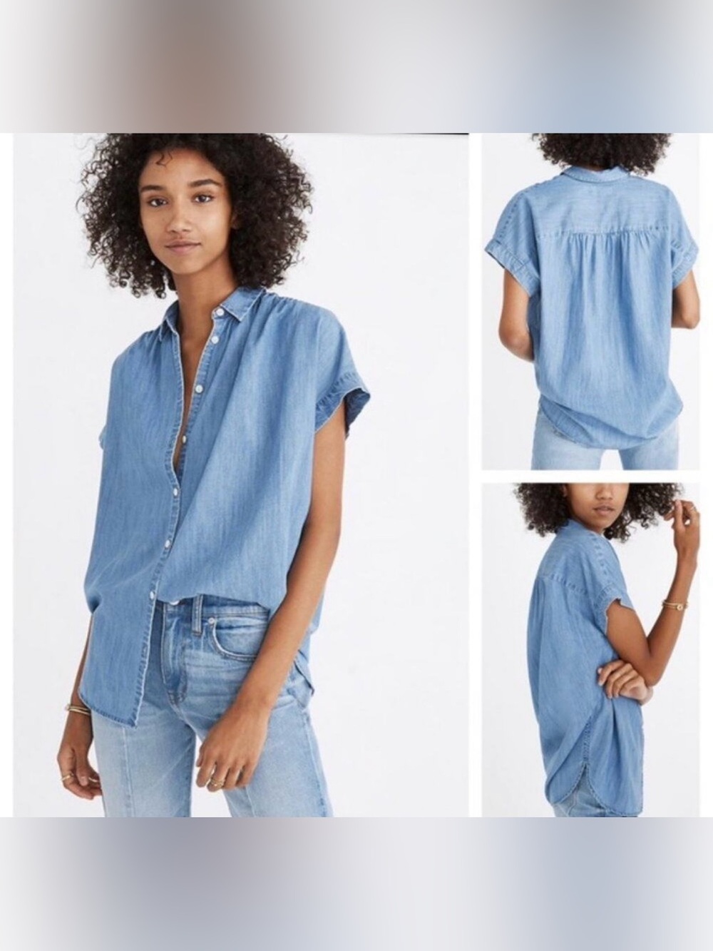 Madewell Central Shirt Button Up Chambray Oversized Fit Size XXS
